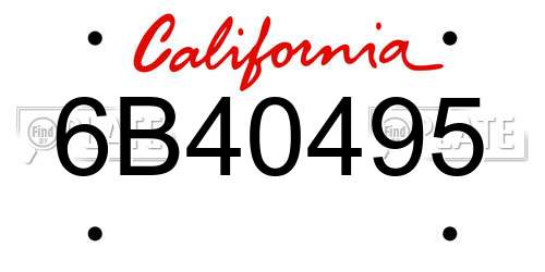 6B40495 California License Plate