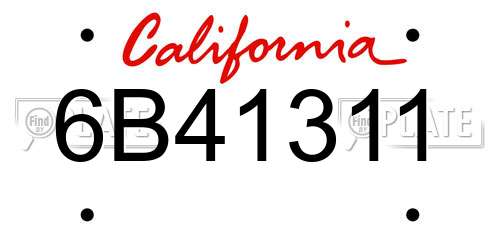 6B41311 California License Plate