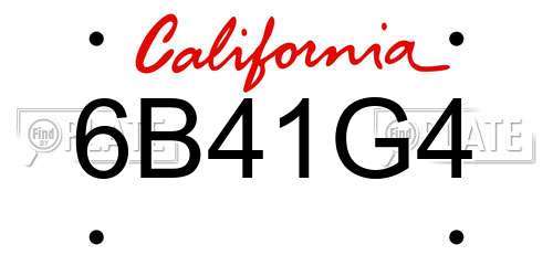 6B41G4 California License Plate