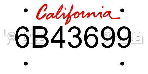 6B43699 California License Plate