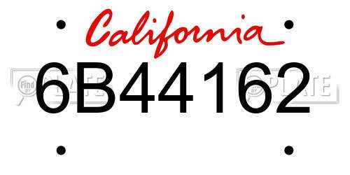 6B44162 California License Plate