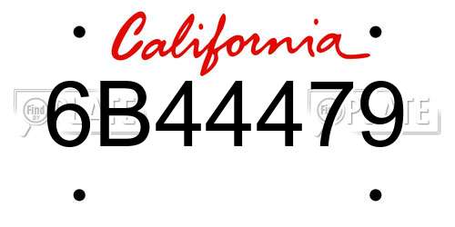 6B44479 California License Plate