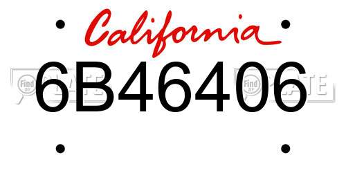6B46406 California License Plate
