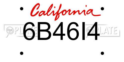 6B46I4 California License Plate
