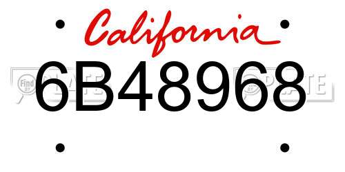 6B48968 California License Plate