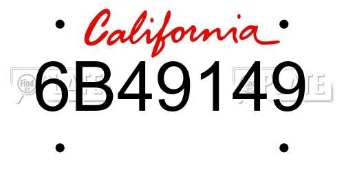 6B49149 California License Plate
