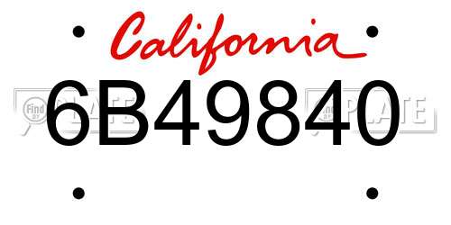 6B49840 California License Plate