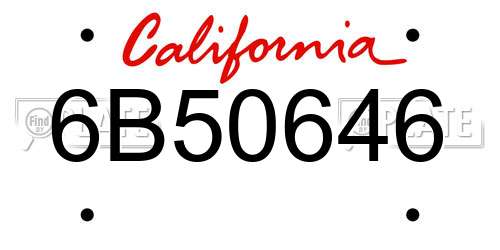6B50646 California License Plate