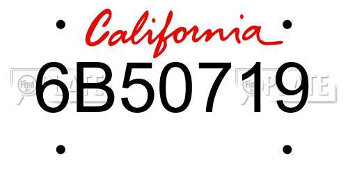 6B50719 California License Plate