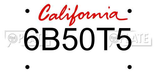 6B50T5 California License Plate