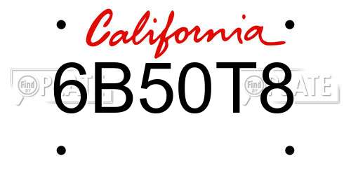 6B50T8 California License Plate