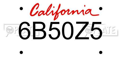 6B50Z5 California License Plate