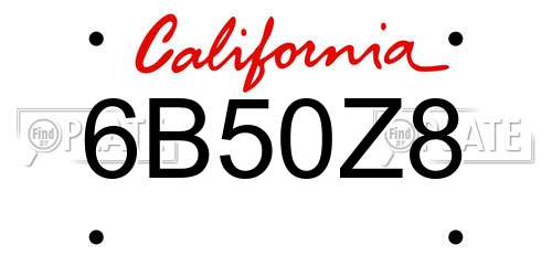 6B50Z8 California License Plate