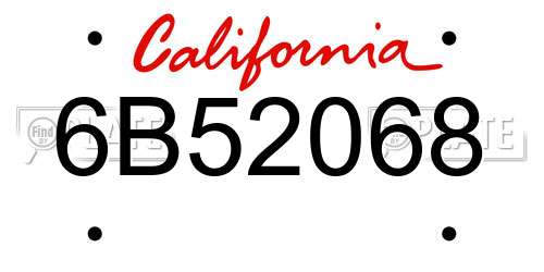6B52068 California License Plate