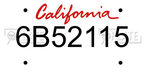 6B52115 California License Plate