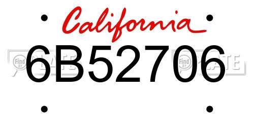 6B52706 California License Plate