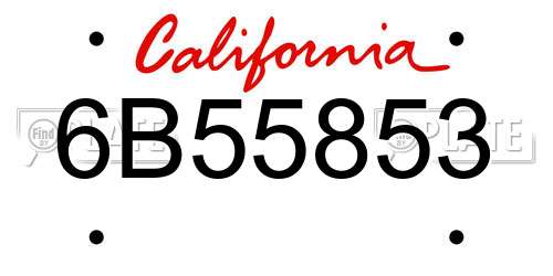 6B55853 California License Plate