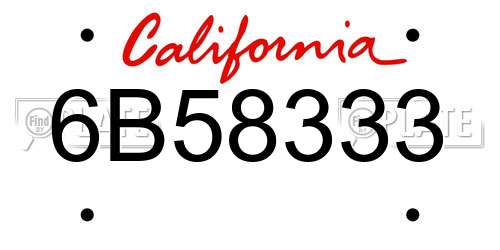 6B58333 California License Plate