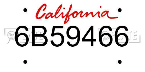 6B59466 California License Plate
