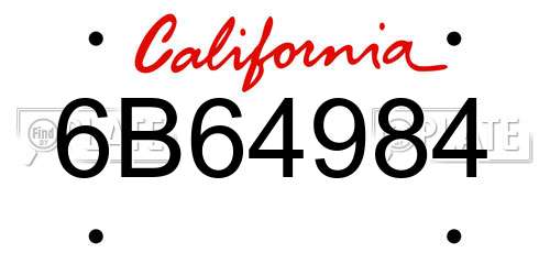 6B64984 California License Plate