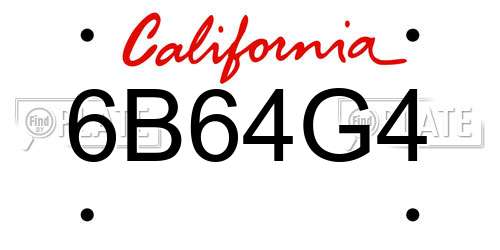 6B64G4 California License Plate