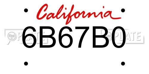 6B67B0 California License Plate