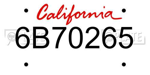 6B70265 California License Plate