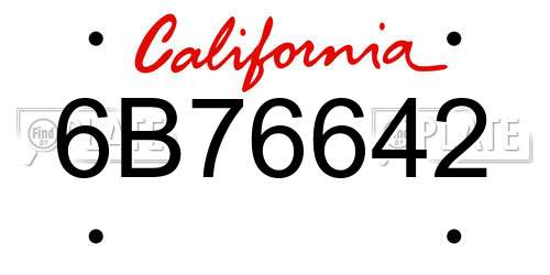 6B76642 California License Plate