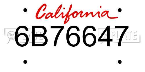 6B76647 California License Plate