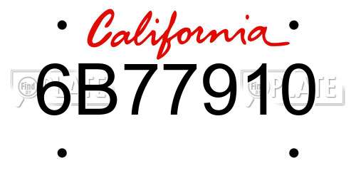 6B77910 California License Plate