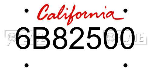 6B82500 California License Plate