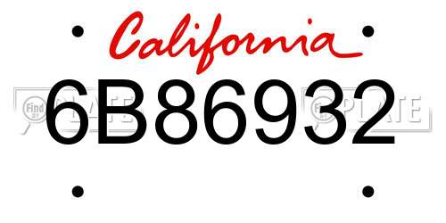 6B86932 California License Plate