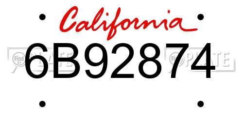 6B92874 California License Plate