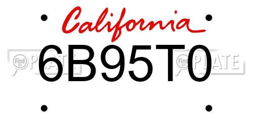 6B95T0 California License Plate