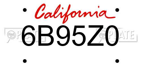 6B95Z0 California License Plate