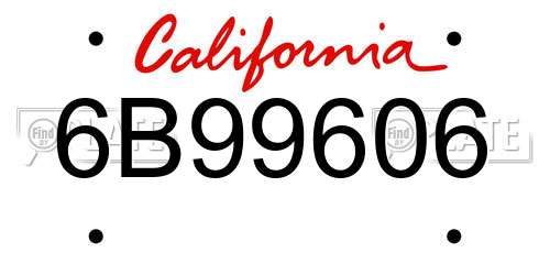 6B99606 California License Plate