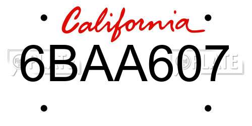6BAA607 California License Plate