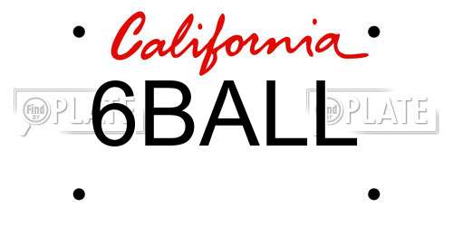 6BALL California License Plate