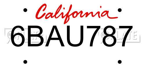 6BAU787 California License Plate
