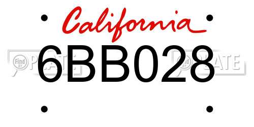 6BB028 California License Plate