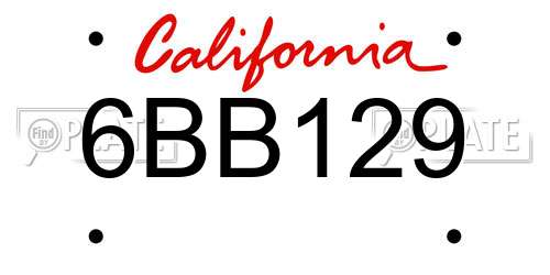 6BB129 California License Plate