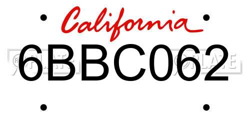 6BBC062 California License Plate