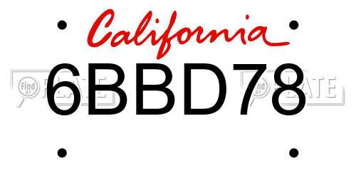 6BBD78 California License Plate