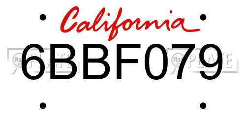 6BBF079 California License Plate