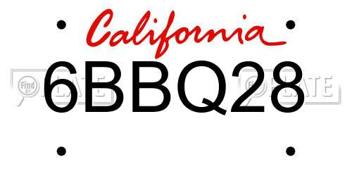 6BBQ28 California License Plate