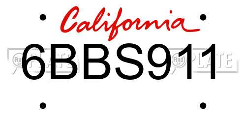 6BBS911 California License Plate