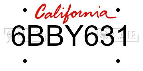 6BBY631 California License Plate