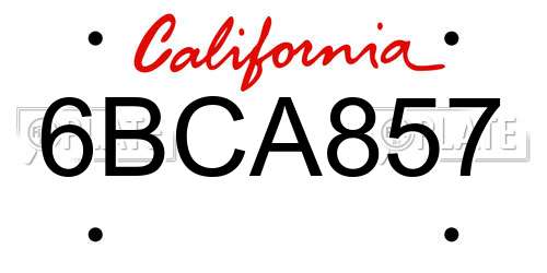 6BCA857 California License Plate