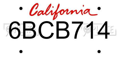6BCB714 California License Plate