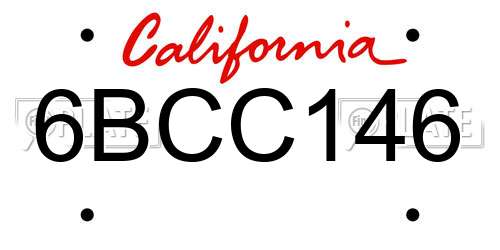 6BCC146 California License Plate